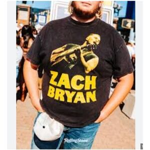 Zach Bryan Quittin Time Tour Men's T-Shirt Black Graphic Print - Size L